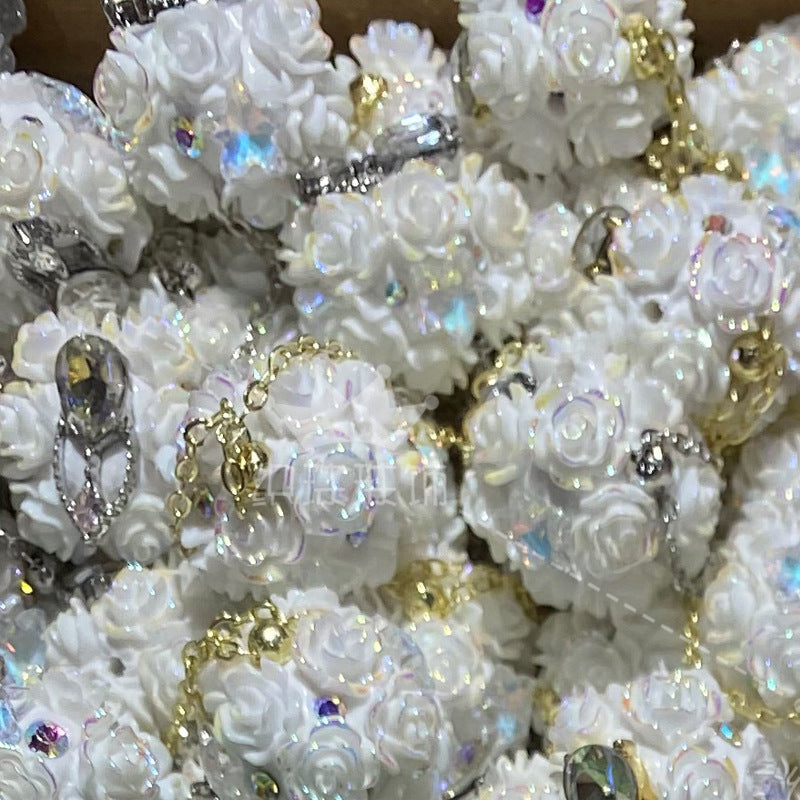 Wholesale 5PCS/PACK Crown Mermaid Tassel Soft Ceramic Drill Ball with Straight Hole Beads